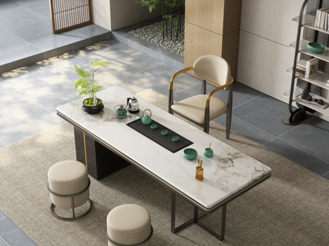  现代茶室 茶桌椅3d模型 