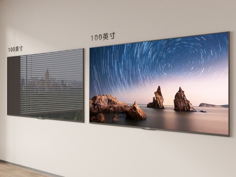  现代智能电视 壁挂电视 大屏电视3d模型 