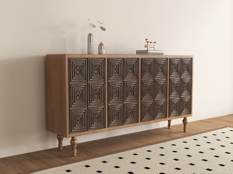  法式复古玄关柜 边柜 储物柜 装饰柜3d模型 