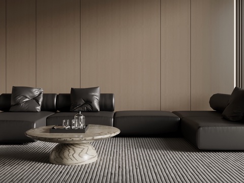 意式沙发茶几组合su模型