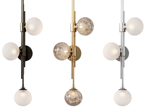  现代轻奢金属玻璃装饰壁灯3d模型 