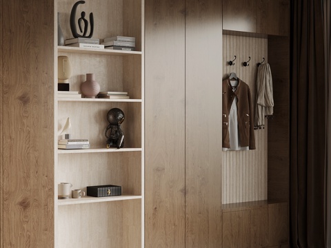 中古风玄关柜 入户边柜su模型