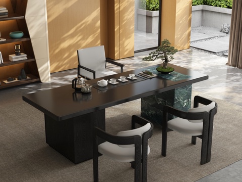  现代茶室 茶桌椅3d模型 