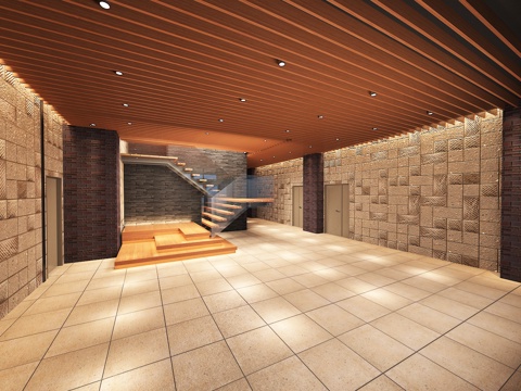  写字楼大堂楼梯入口办公楼大厅3d模型 