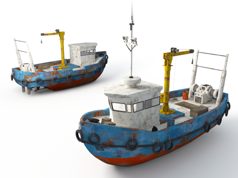  工业LOFT 船 挖掘船 淘金船  船 捕鱼船3d模型 