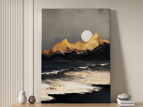  现代，轻奢，侘寂，肌理，装饰画3d模型 