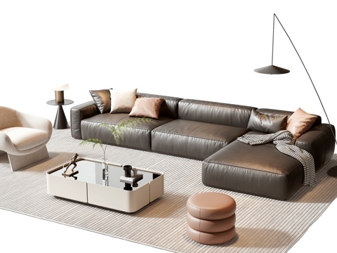  Minotti现代沙发茶几组合3d模型 