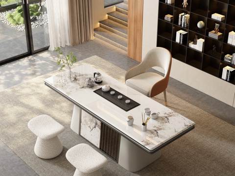  现代茶室 茶桌椅3d模型 