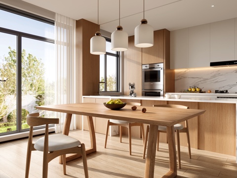  现代餐厅3d模型 