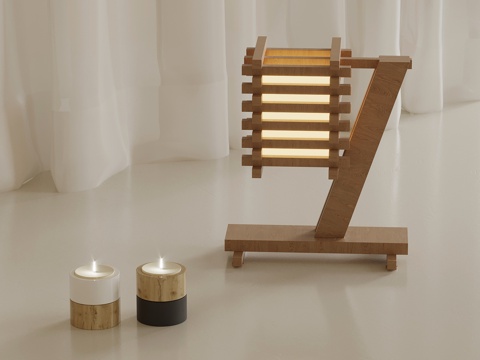  侘寂中古台灯3d模型 