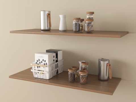  现代置物架 墙饰 厨房用品3d模型 