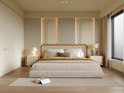 现代卧室 双人床 儿童房su模型