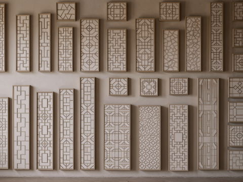 新中式屏风su模型