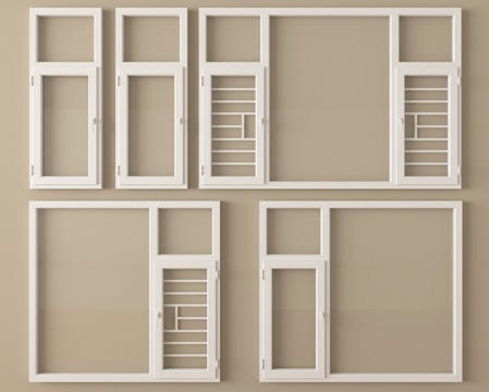 现代窗户组合 平开窗 阳台窗su模型