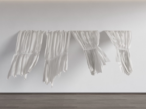 现代窗帘 风吹窗帘 飘动的窗帘 窗帘 纱帘 客厅窗帘 落地窗su模型