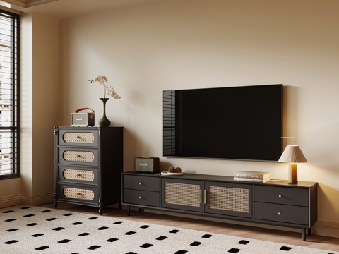  中古风电视柜3d模型 