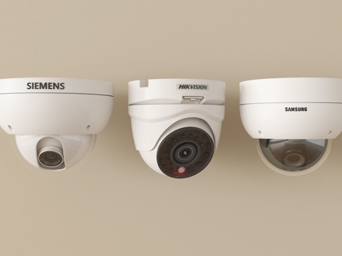  现代摄像头 智能安防监控设备 球形监控3d模型 