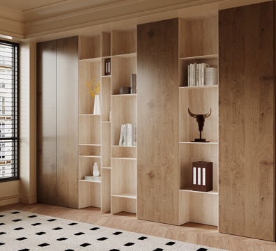 现代中古风书柜 置物柜su模型