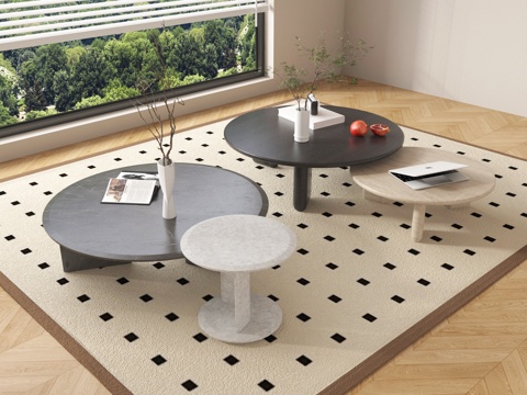  现代茶几组合 字母几 摆件3d模型 