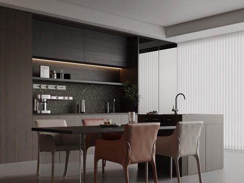  现代意式餐厅su模型 