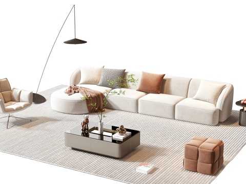  Minotti现代沙发茶几组合3d模型 