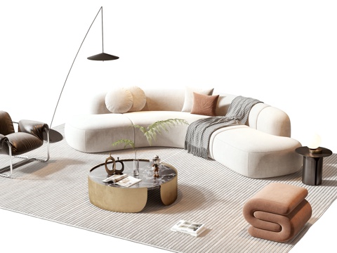  Minotti现代沙发茶几组合3d模型 