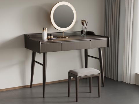  新中式梳妆台3d模型 