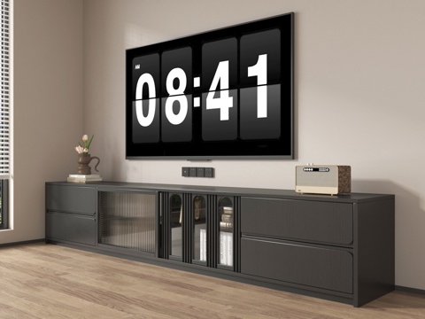 法式电视柜 电视 摆件su模型