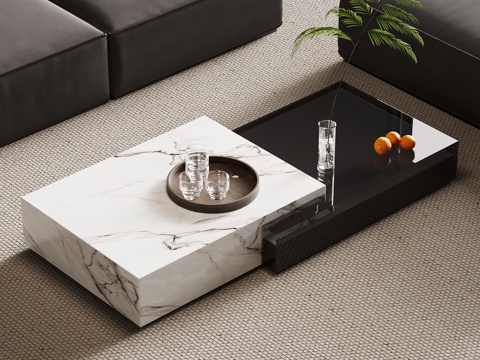  现代意式茶几 大理石茶几3d模型 