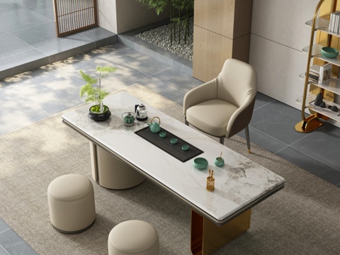  现代茶室 茶桌椅3d模型 