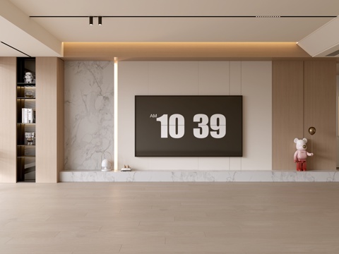  现代客厅 奶油客厅 电视背景墙 客厅背景 奶油风背景墙3d模型 