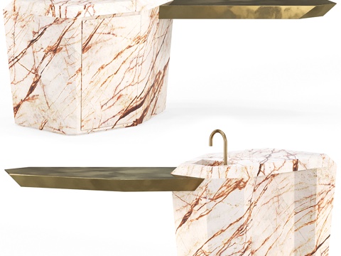  现代意式极简大理石岛台3d模型3d模型 