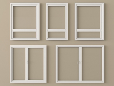 现代窗户组合 平开窗 阳台窗su模型