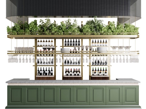  带吧台的餐厅咖啡厅接待台3d模型 