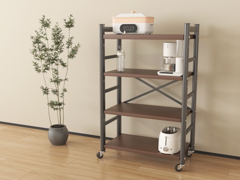  现代置物架 小推车置物架 厨房置物架3d模型 