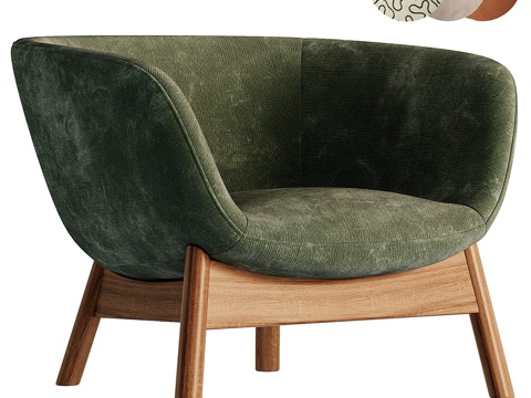  新中式布艺扶手椅3d模型 