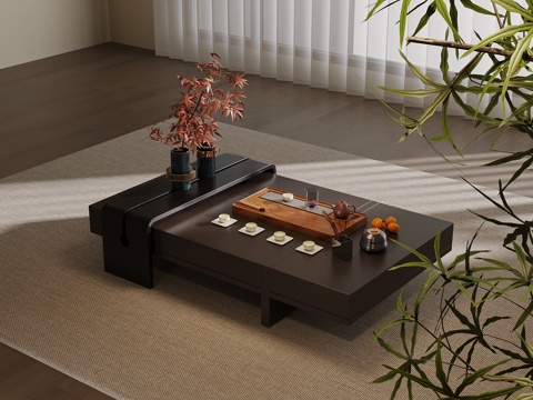  新中式茶几3d模型 
