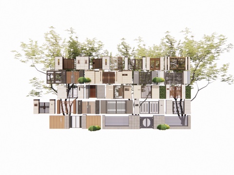 草坪灯 造景 水池 室内造景 庭院门 庭院灯 室内景观 露台su模型