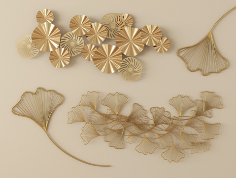 新中式墙饰挂件 立体墙饰su模型