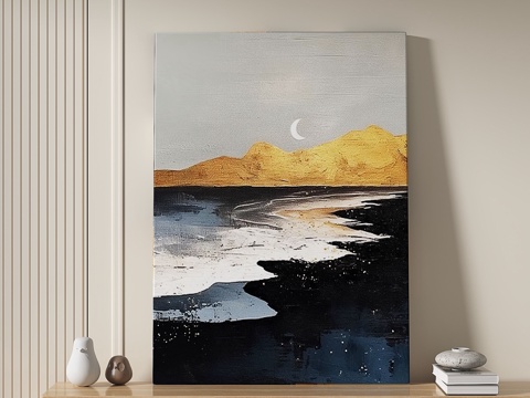  现代，轻奢，侘寂，肌理，装饰画3d模型 