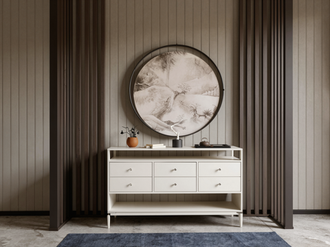 新中式端景柜su模型