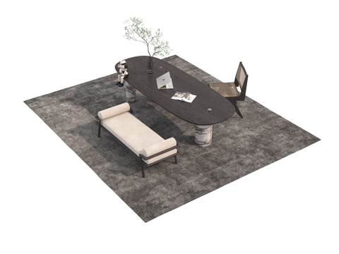  现代书桌椅3d模型 