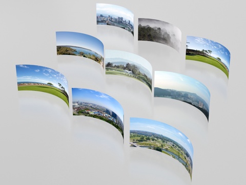  现代环绕背景 户外背景 城市植被环绕背景3d模型 