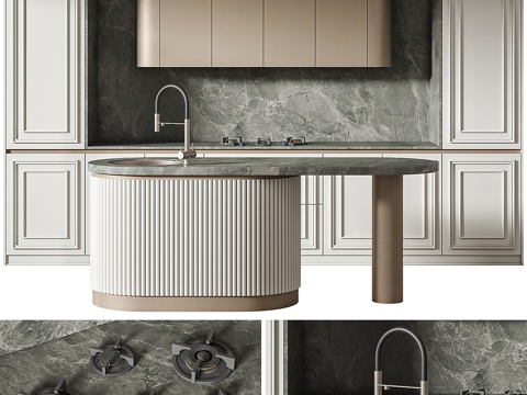  现代轻奢橱柜 岛台3d模型 