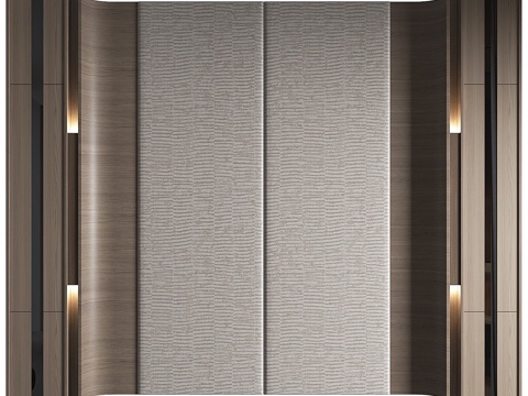  新中式轻奢床头背景墙 装饰墙板3d模型 