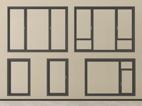  现代窗户组合 平开窗 阳台窗3d模型 
