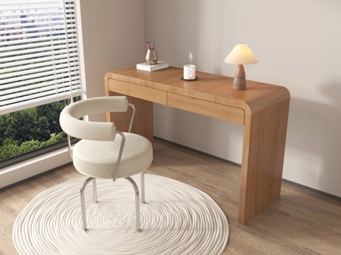  现代书桌椅组合 儿童书桌椅su模型 