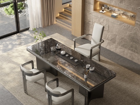  现代茶室 茶桌椅3d模型 