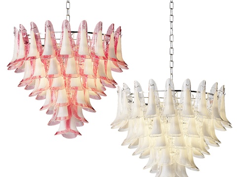  现代奶油风玻璃装饰吊灯3d模型 