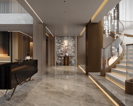  现代意式轻奢玄关3d模型 